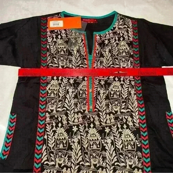 New With Tags Pakistani Women Khaadi Pret Tunic Dress Black Size 12 Embroidered - Picture 6 of 8